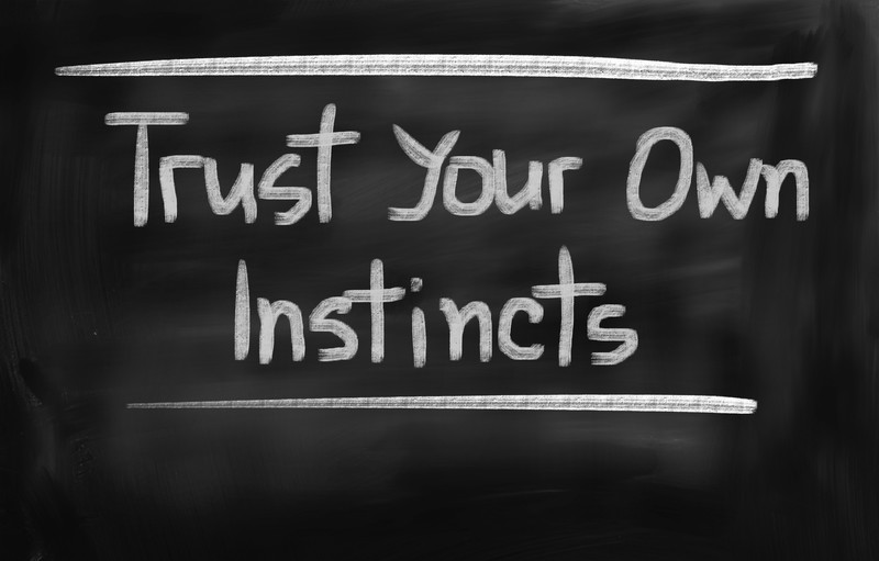 chalkboard saying 'trust your own instincts'