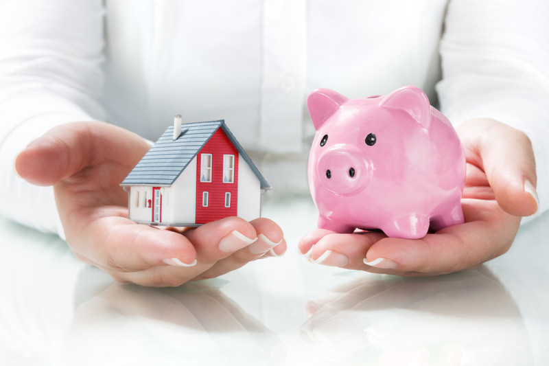 woman holding house and pig figures