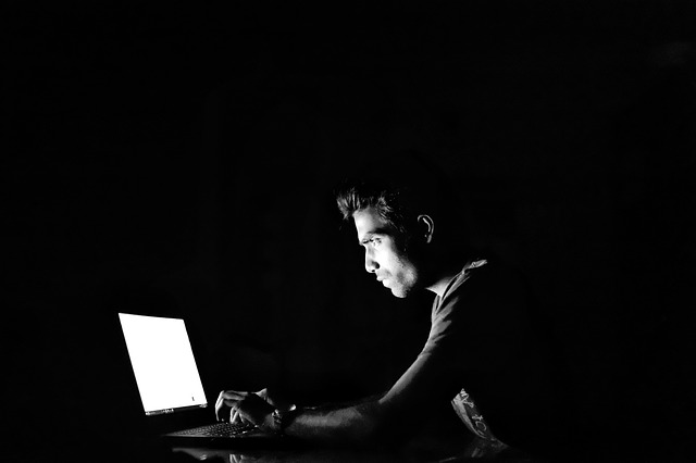 fraudster on laptop